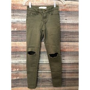Zara 34 Size 2 Green Distressed Jegging Skinny Pants